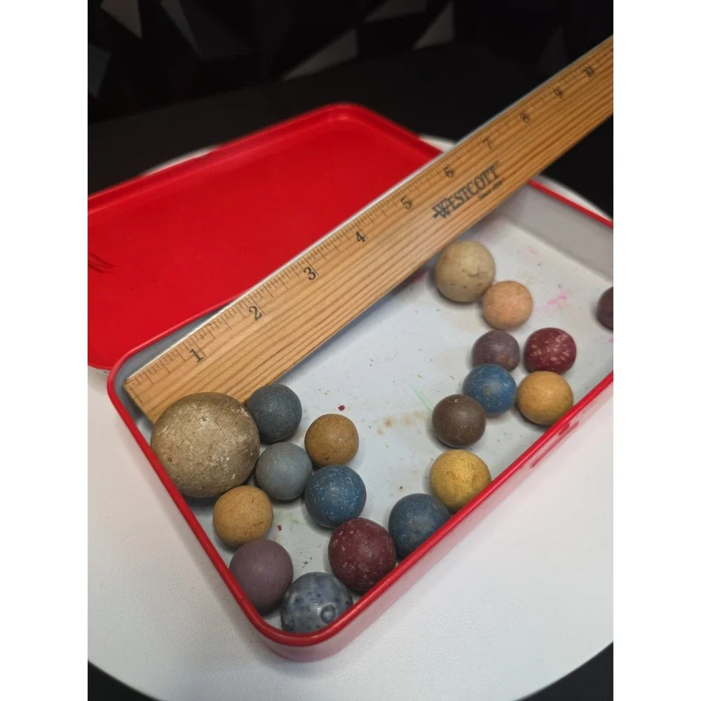 Civil War era clay marbles colors lot of 19